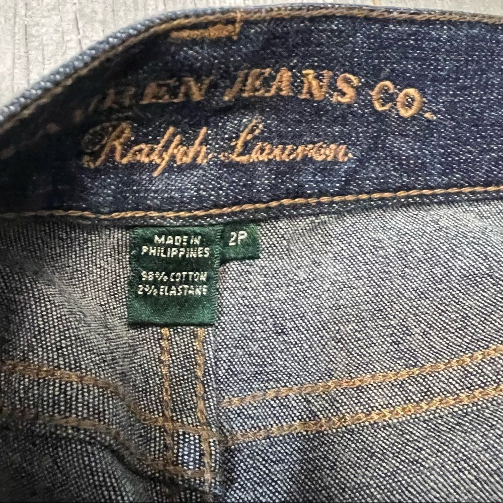 Vtg 90s Ralph Lauren High Rise Rigid Denim Creased Straight Leg Jean Leather 2 P - Picture 6 of 7